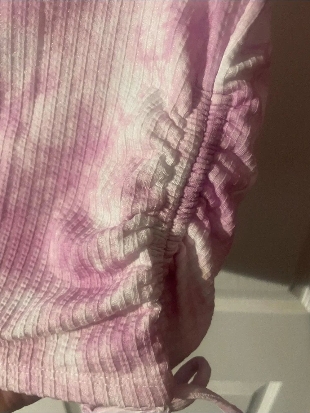 Justice Girls L 12-14 Pink Tie Dye Ribbed Cinch Side Tank Top NWT
